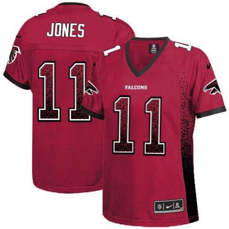 Nike Falcons #11 Julio Jones Red Team Color Women's Stitched NFL Elite Drift Fashion Jersey
