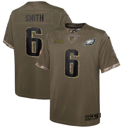 Philadelphia Eagles #6 Devonta Smith Nike Youth 2022 Salute To Service Limited Jersey - Olive