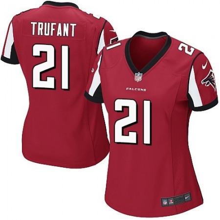 Nike Falcons #21 Desmond Trufant Red Team Color Women's Stitched NFL Elite Jersey