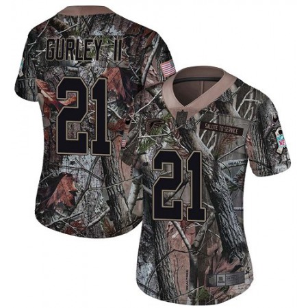 Nike Falcons #21 Todd Gurley II Camo Women's Stitched NFL Limited Rush Realtree Jersey