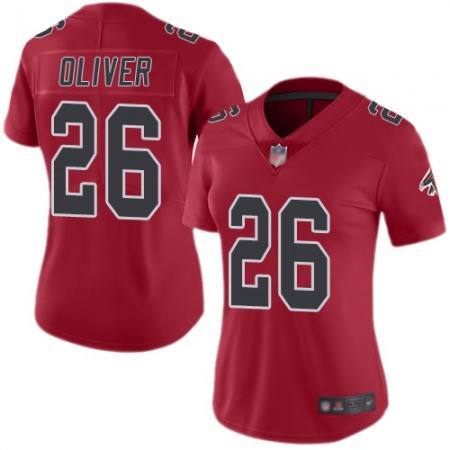 Nike Falcons #26 Isaiah Oliver Red Women's Stitched NFL Limited Rush Jersey