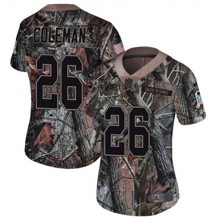 Nike Falcons #26 Tevin Coleman Camo Women's Stitched NFL Limited Rush Realtree Jersey