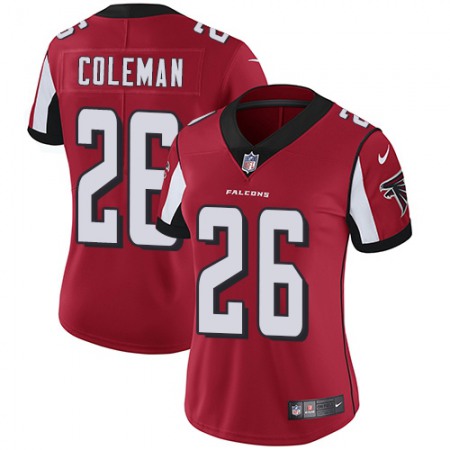Nike Falcons #26 Tevin Coleman Red Team Color Women's Stitched NFL Vapor Untouchable Limited Jersey