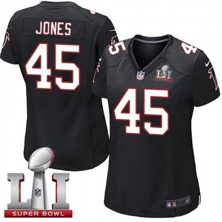 Nike Falcons #45 Deion Jones Black Alternate Super Bowl LI 51 Women's Stitched NFL Elite Jersey