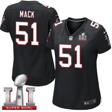 Nike Falcons #51 Alex Mack Black Alternate Super Bowl LI 51 Women's Stitched NFL Elite Jersey