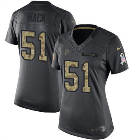 Nike Falcons #51 Alex Mack Black Women's Stitched NFL Limited 2016 Salute to Service Jersey