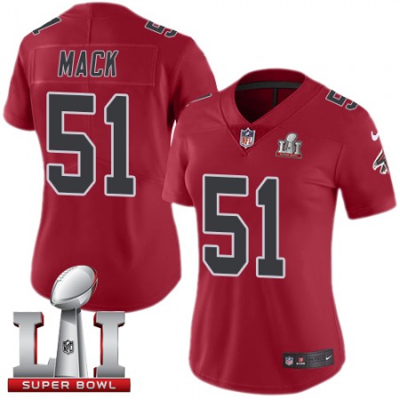 Nike Falcons #51 Alex Mack Red Super Bowl LI 51 Women's Stitched NFL Limited Rush Jersey