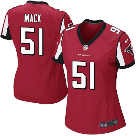 Nike Falcons #51 Alex Mack Red Team Color Women's Stitched NFL Elite Jersey