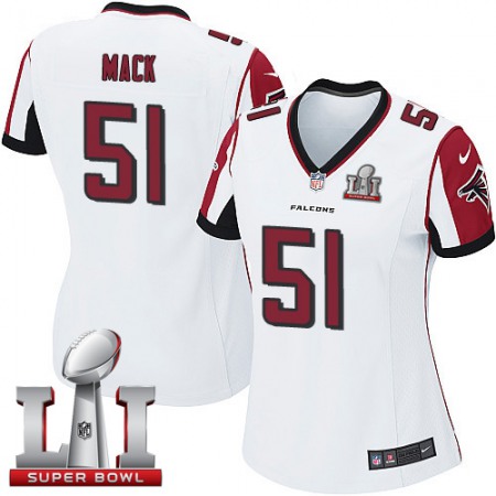 Nike Falcons #51 Alex Mack White Super Bowl LI 51 Women's Stitched NFL Elite Jersey