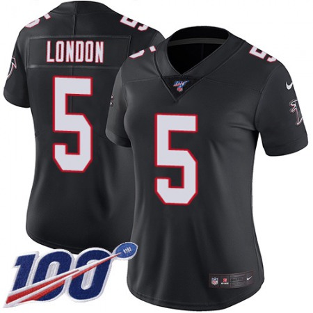 Nike Falcons #5 Drake London Black Alternate Stitched Women's NFL 100th Season Vapor Untouchable Limited Jersey