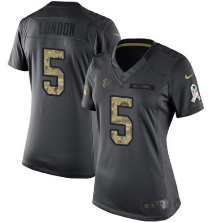 Nike Falcons #5 Drake London Black Stitched Women's NFL Limited 2016 Salute to Service Jersey