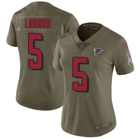 Nike Falcons #5 Drake London Olive Stitched Women's NFL Limited 2017 Salute To Service Jersey
