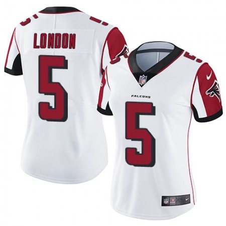 Nike Falcons #5 Drake London White Stitched Women's NFL Vapor Untouchable Limited Jersey