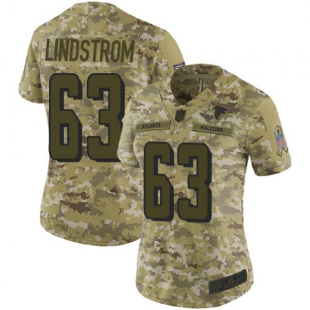 Nike Falcons #63 Chris Lindstrom Camo Women's Stitched NFL Limited 2018 Salute to Service Jersey