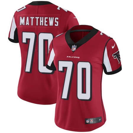 Nike Falcons #70 Jake Matthews Red Team Color Women's Stitched NFL Vapor Untouchable Limited Jersey