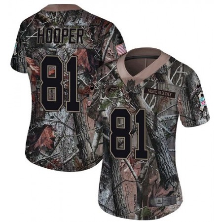 Nike Falcons #81 Austin Hooper Camo Women's Stitched NFL Limited Rush Realtree Jersey