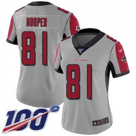 Nike Falcons #81 Austin Hooper Silver Women's Stitched NFL Limited Inverted Legend 100th Season Jersey