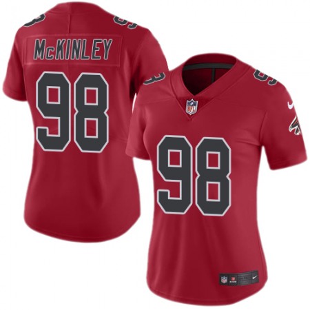 Nike Falcons #98 Takkarist McKinley Red Women's Stitched NFL Limited Rush Jersey