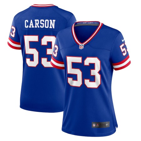 New York Giants #53 Harry Carson Royal Women's Nike Classic Player Game Jersey