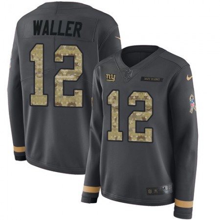 Nike Giants #12 Darren Waller Anthracite Salute to Service Women's Stitched NFL Limited Therma Long Sleeve Jersey
