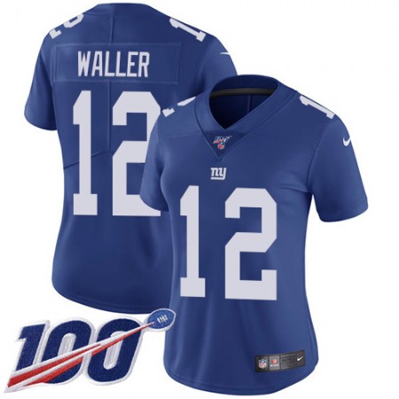 Nike Giants #12 Darren Waller Royal Blue Team Color Women's Stitched NFL 100th Season Vapor Untouchable Limited Jersey