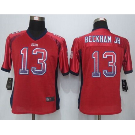 Nike Giants #13 Odell Beckham Jr Red Alternate Women's Stitched NFL Elite Drift Fashion Jersey
