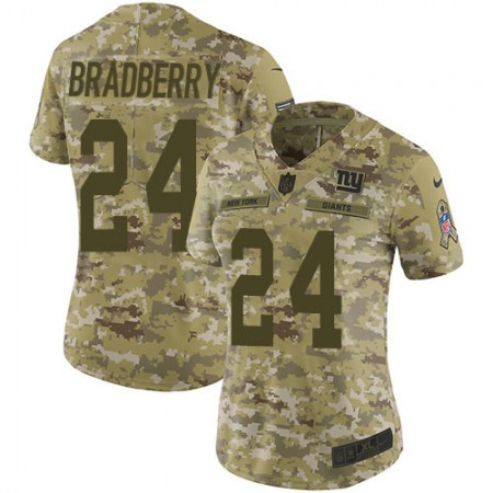 Nike Giants #24 James Bradberry Camo Women's Stitched NFL Limited 2018 Salute To Service Jersey
