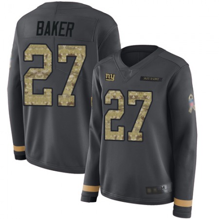 Nike Giants #27 Deandre Baker Anthracite Salute to Service Women's Stitched NFL Limited Therma Long Sleeve Jersey