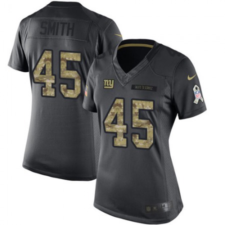 Nike Giants #45 Jaylon Smith Black Women's Stitched NFL Limited 2016 Salute to Service Jersey