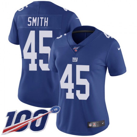 Nike Giants #45 Jaylon Smith Royal Blue Team Color Women's Stitched NFL 100th Season Vapor Untouchable Limited Jersey