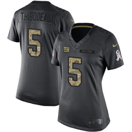 Nike Giants #5 Kayvon Thibodeaux Black Women's Stitched NFL Limited 2016 Salute to Service Jersey