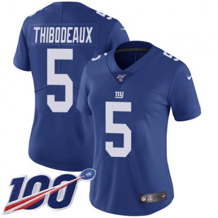 Nike Giants #5 Kayvon Thibodeaux Royal Blue Team Color Women's Stitched NFL 100th Season Vapor Untouchable Limited Jersey