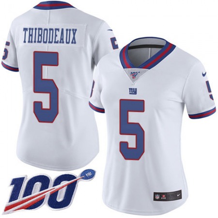 Nike Giants #5 Kayvon Thibodeaux White Women's Stitched NFL Limited Rush 100th Season Jersey