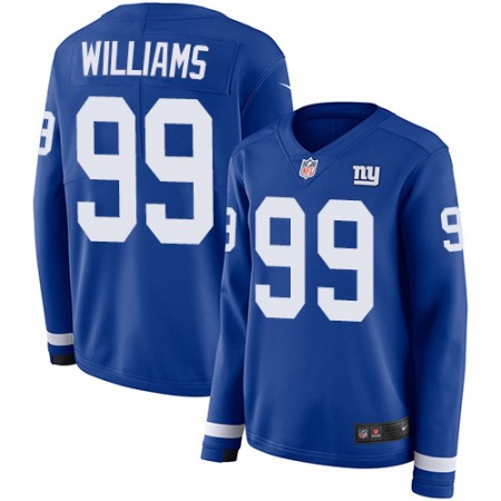 Nike Giants #99 Leonard Williams Royal Blue Team Color Women's Stitched NFL Limited Therma Long Sleeve Jersey