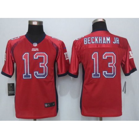 Nike Giants #13 Odell Beckham Jr Red Alternate Youth Stitched NFL Elite Drift Fashion Jersey
