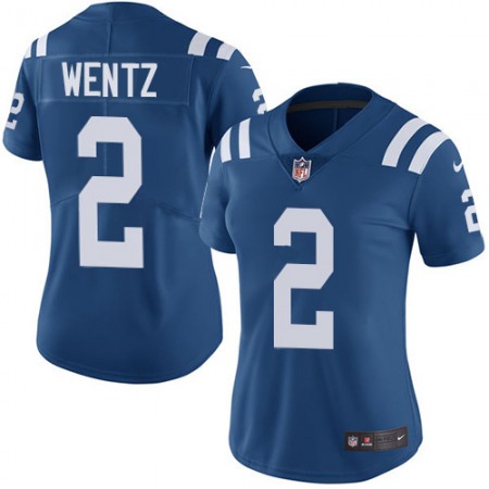 Indianapolis Colts #2 Carson Wentz Royal Blue Team Color Women's Stitched NFL Vapor Untouchable Limited Jersey