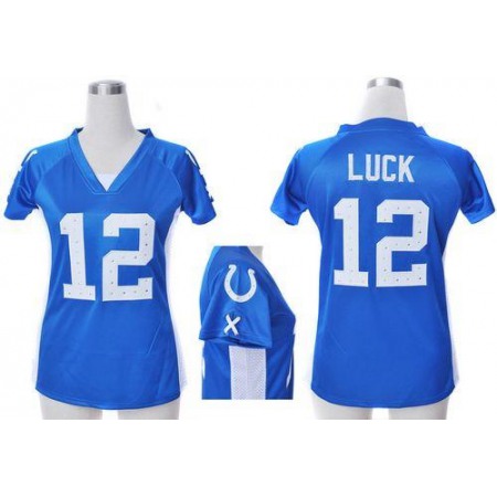 Nike Colts #12 Andrew Luck Royal Blue Team Color Draft Him Name & Number Top Women's Stitched NFL Elite Jersey