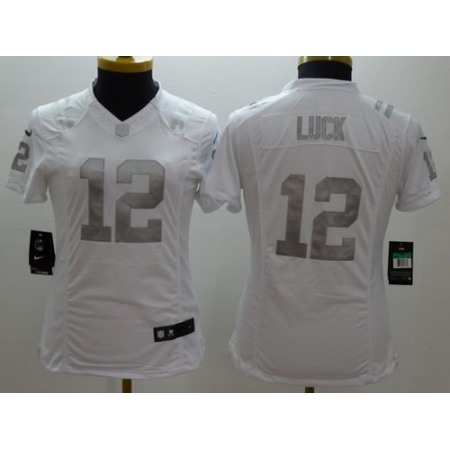 Nike Colts #12 Andrew Luck White Women's Stitched NFL Limited Platinum Jersey