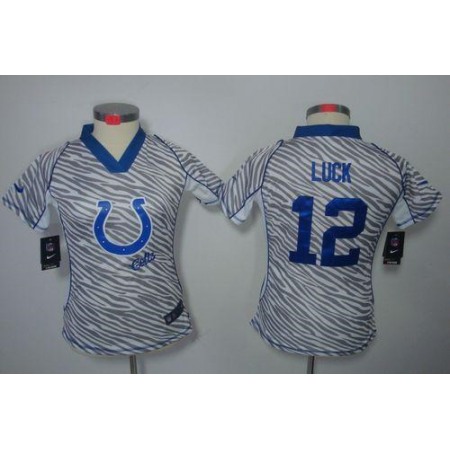 Nike Colts #12 Andrew Luck Zebra Women's Stitched NFL Elite Jersey