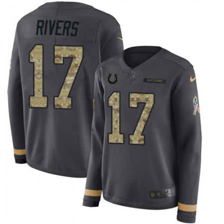 Nike Colts #17 Philip Rivers Anthracite Salute to Service Women's Stitched NFL Limited Therma Long Sleeve Jersey