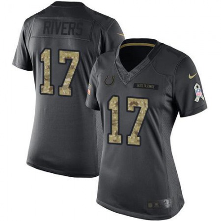 Nike Colts #17 Philip Rivers Black Women's Stitched NFL Limited 2016 Salute to Service Jersey