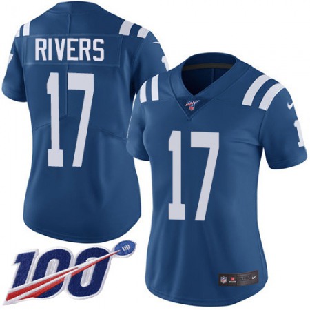 Nike Colts #17 Philip Rivers Royal Blue Team Color Women's Stitched NFL 100th Season Vapor Untouchable Limited Jersey