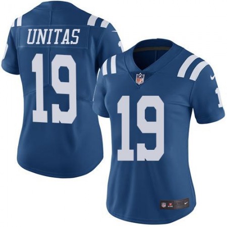 Nike Colts #19 Johnny Unitas Royal Blue Women's Stitched NFL Limited Rush Jersey