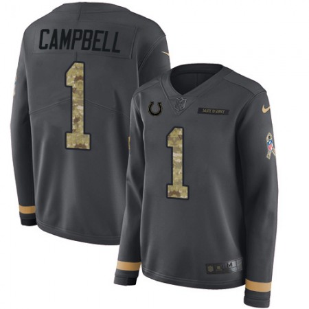Nike Colts #1 Parris Campbell Anthracite Salute to Service Women's Stitched NFL Limited Therma Long Sleeve Jersey