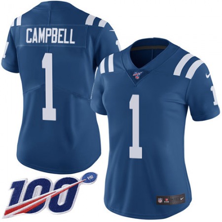 Nike Colts #1 Parris Campbell Royal Blue Team Color Women's Stitched NFL 100th Season Vapor Limited Jersey