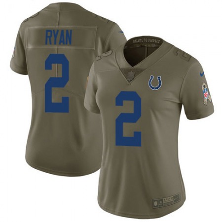 Nike Colts #2 Matt Ryan Olive Women's Stitched NFL Limited 2017 Salute To Service Jersey