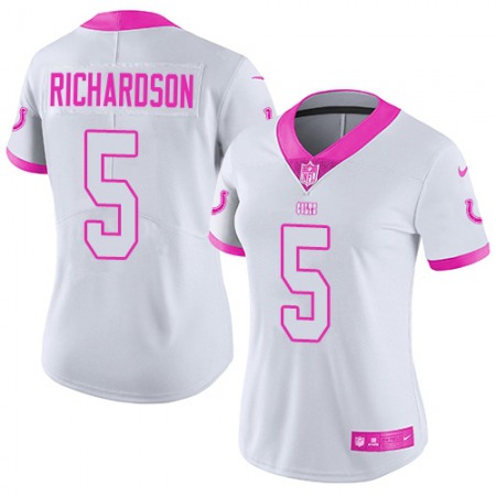 Nike Colts #5 Anthony Richardson White/Pink Women's Stitched NFL Limited Rush Fashion Jersey