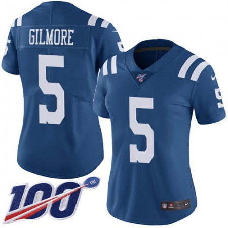 Nike Colts #5 Stephon Gilmore Royal Blue Women's Stitched NFL Limited Rush 100th Season Jersey