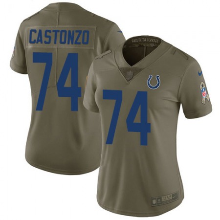 Nike Colts #74 Anthony Castonzo Olive Women's Stitched NFL Limited 2017 Salute To Service Jersey
