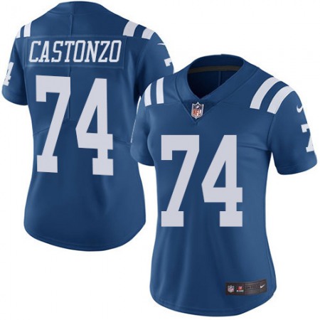 Nike Colts #74 Anthony Castonzo Royal Blue Women's Stitched NFL Limited Rush Jersey